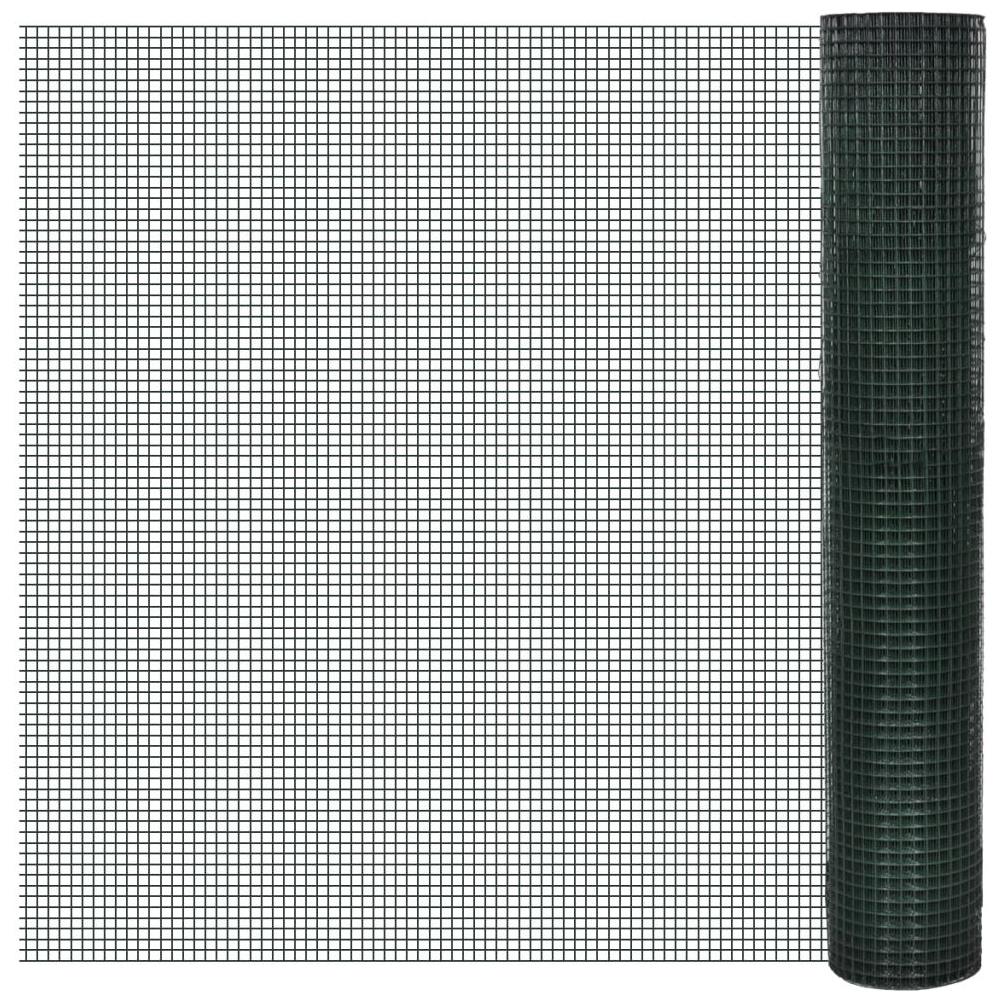 Recinto Pollaio in Rete Zincato Rivestimento PVC 10x1 m Verde - Foto 1