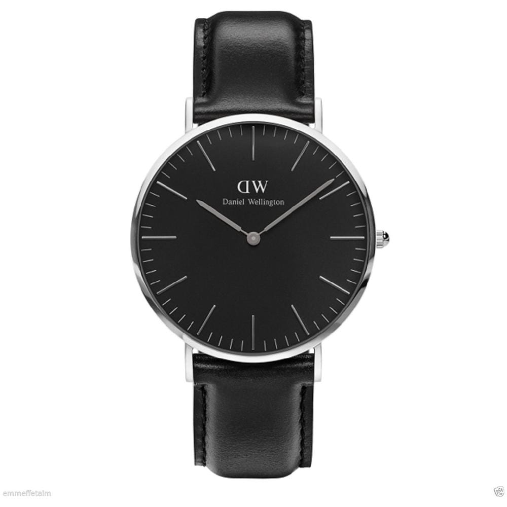 Orologio Da Polso Classic Black Sheffield Quadrante Nero Cassa Silver Cinturino In Pelle 40mm - Foto 1