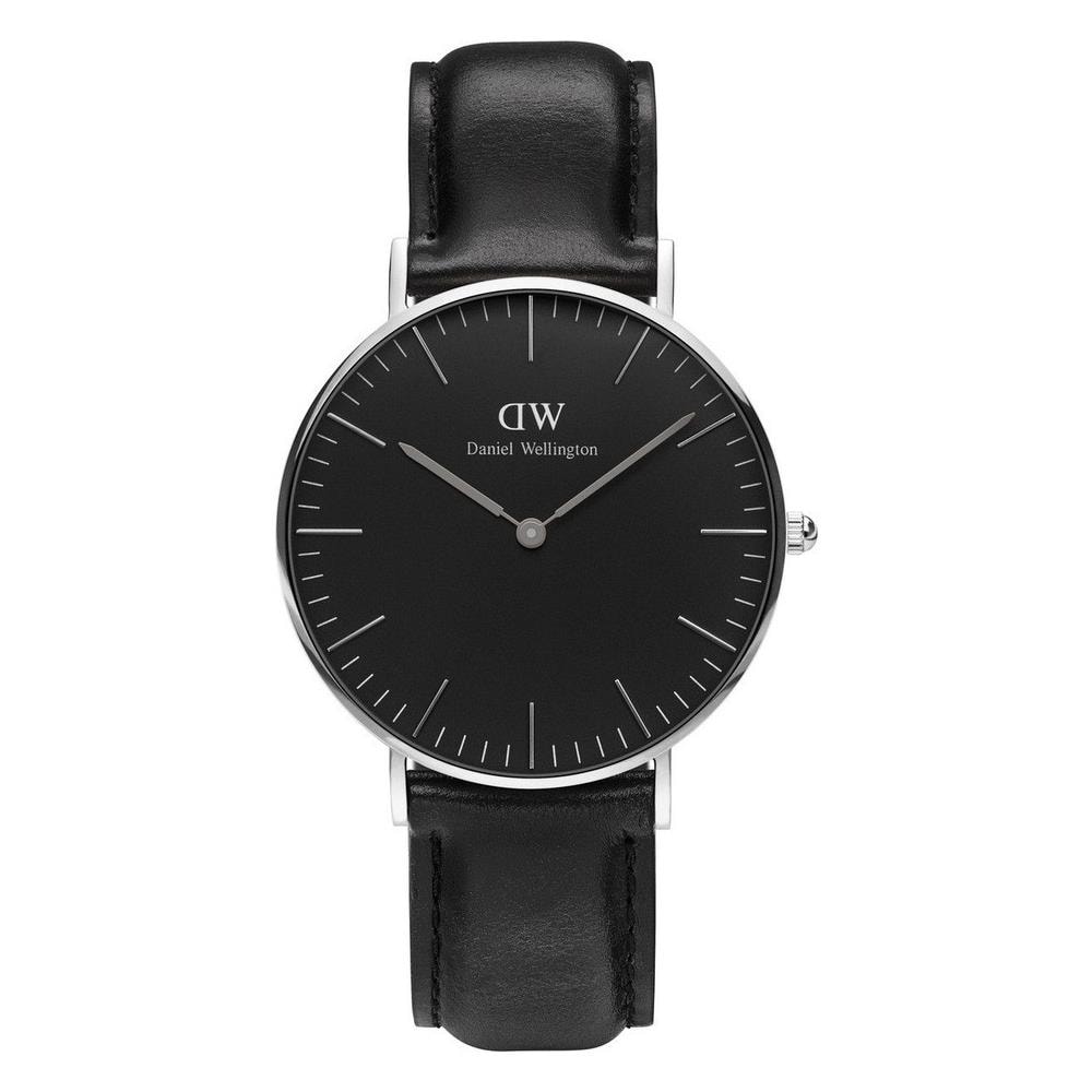 Orologio Da Polso Classic Black Sheffield Quadrante Nero Cassa Silver Cinturino In Pelle 40mm - Foto 5