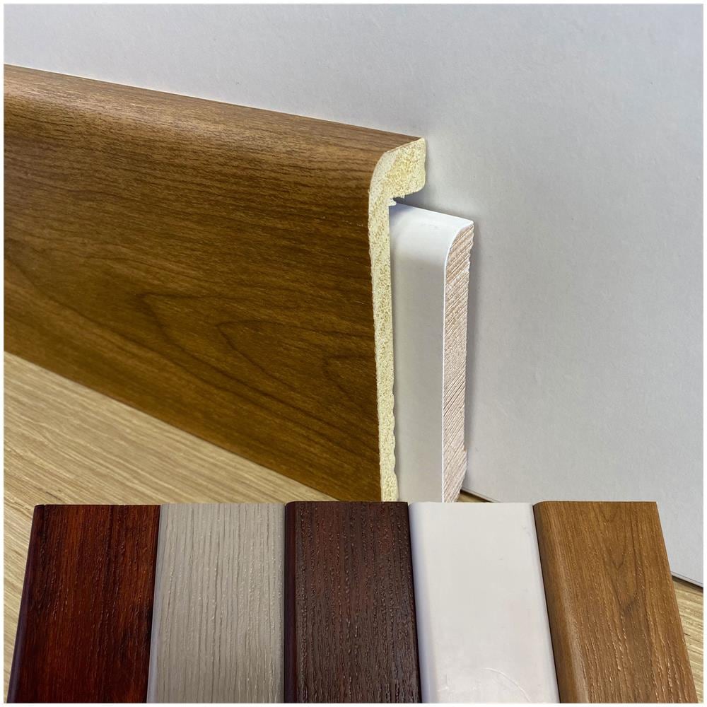 Battiscopa Coprimarmo copribattiscopa in Duropolimero Polistrutturato 100x25 effetto legno o bianco - walnut - Foto 1