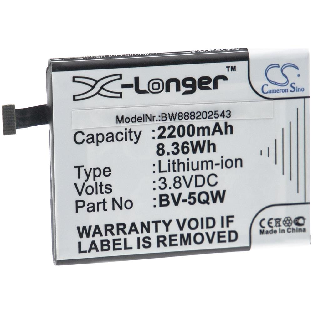 Batteria Sostituisce Microsoft / Nokia Bv-5qw Per Smartphone Cellulare (2200mah, 3,8v, Li-ion)  - Foto 1