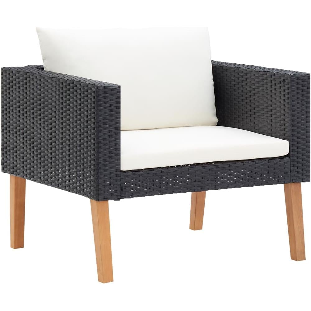 Set Divani da Giardino 5 pz con Cuscini in Polyrattan Nero - Foto 2