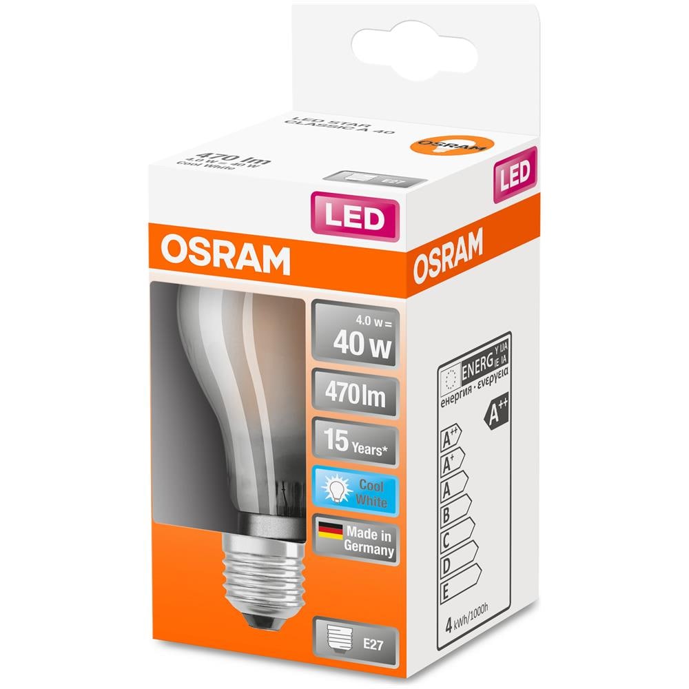 Lampadina Led Standard In Vetro Smerigliato - 4w Equivalente 40w E27 - Bianco Freddo - Foto 2