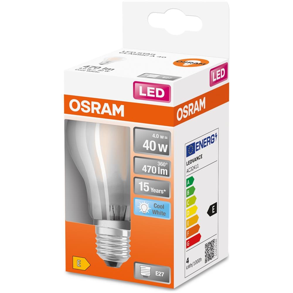 Lampadina Led Standard In Vetro Smerigliato - 4w Equivalente 40w E27 - Bianco Freddo - Foto 5