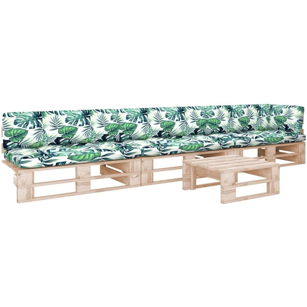 Set Divani su Pallet 4 pz e Cuscini in Legno di Pino Impregnato - Foto 1