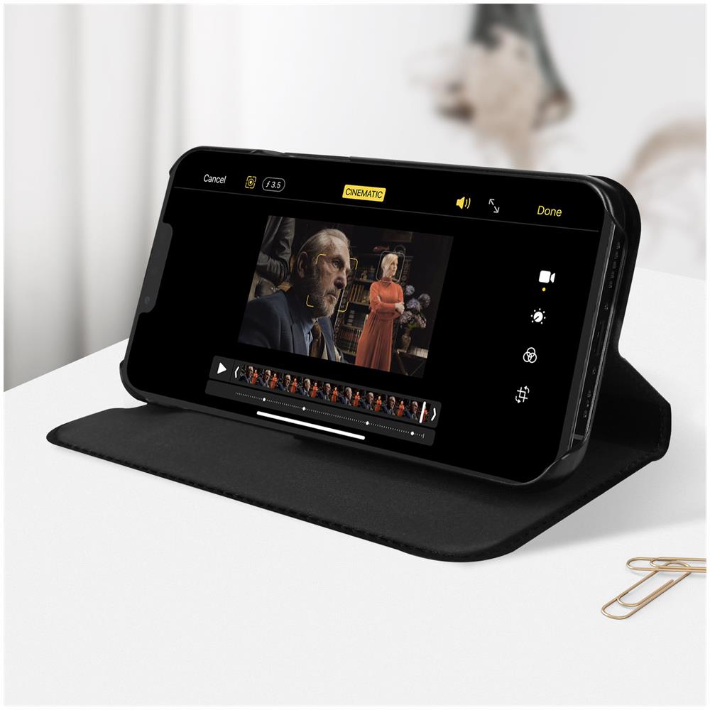 Custodia Iphone 13 Pro Portacarte Supporto Video Nera - Foto 5