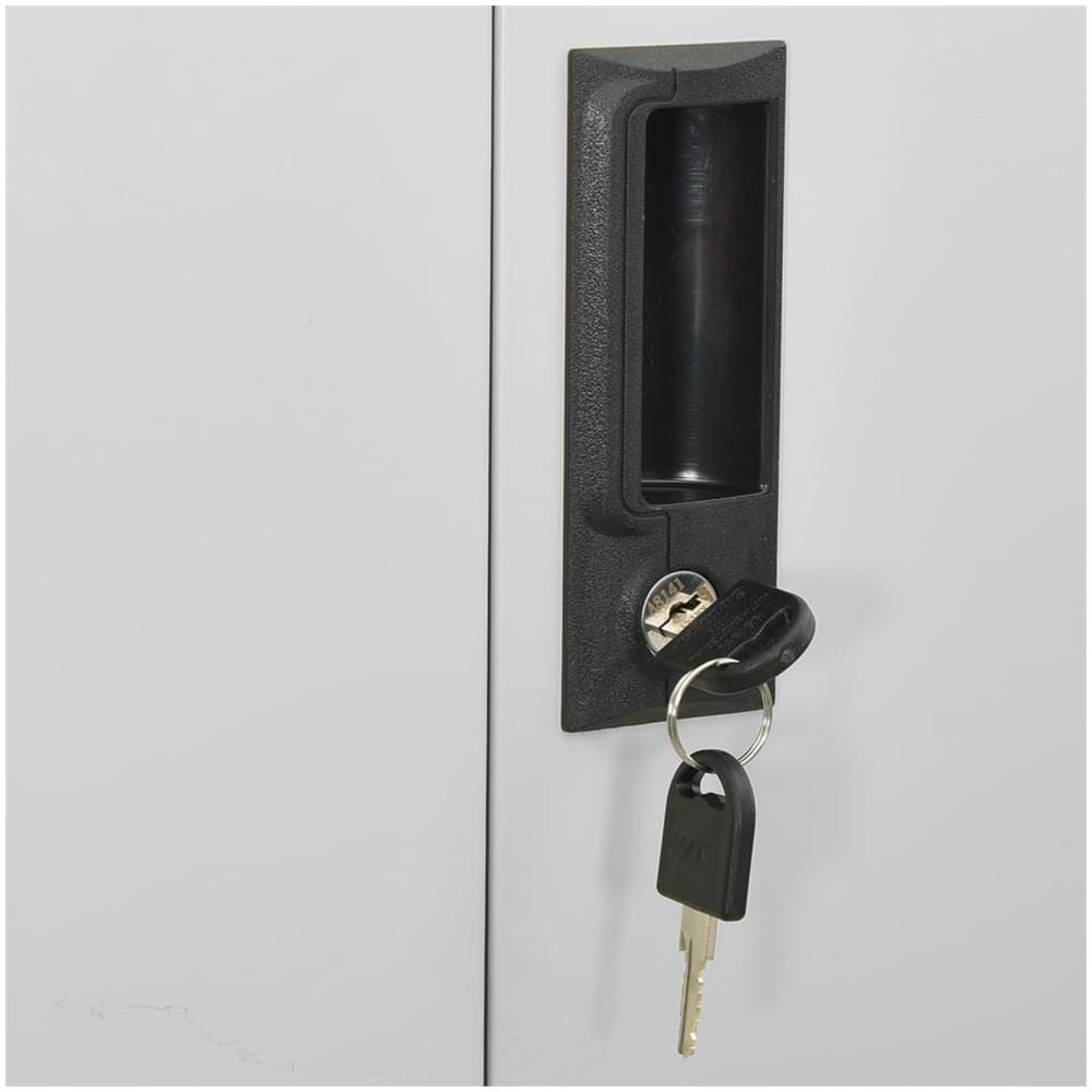 Armadio Per Ufficio Grigio Chiaro 90x40x180 Cm Acciaio E Vetro - Foto 2