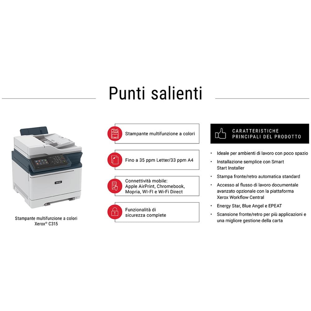 Stampante Multifunzione C315 Stampa Copia Scansione A4 35ppm Wi-Fi USB 600 x 600 DPI - Foto 7