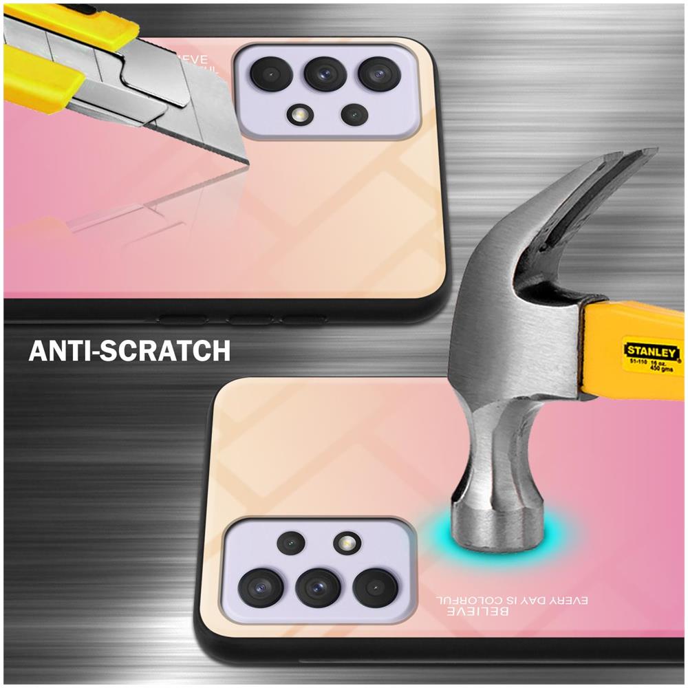 Custodia Compatibile Con Samsung Galaxy A33 5g In Giallo - Rosa - Coperchio Protettivo Bicolore In Vetro Temperato E Silicone Tpu - Foto 2