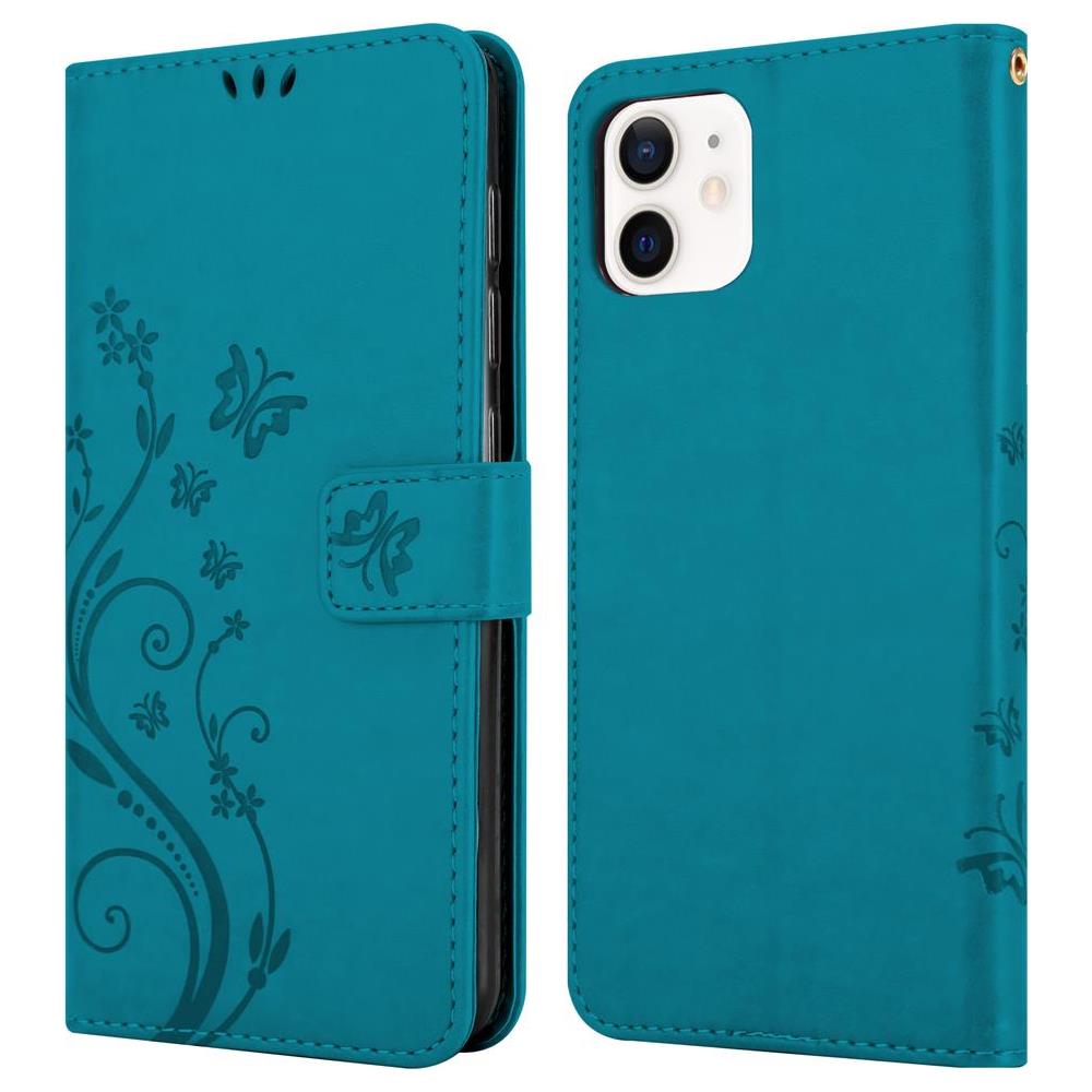 Cadorabo Custodia Compatibile Con Apple Iphone 12 Mini (5,4"" Zoll) In Blu Fiore - Coperchio Protettivo In Design Floreale Con Chiusura Magnetica, Funzione Stand E Slot Per Carte - Foto 8