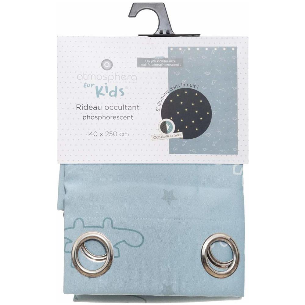 Tenda Fosforizzante Con Occhielli, 140 X 250 Cm, Blu Con Motivo Dinosauro - Foto 4