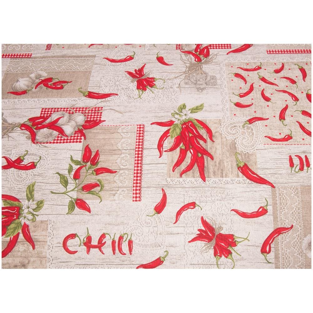 Tovaglia Cucina Copritavolo 100% Cotone Made Italy Disegno Peperoncino Rp 140x240 Peperoncino - Foto 2