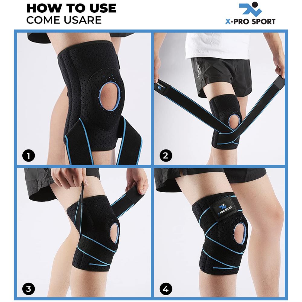 Tutore Ginocchio Con Stabilizzatori Laterali, Ginocchiera Rotulea Regolabile, Supporto Menisco Legamenti Crociati, Tutore Ortopedico Traspirante Professionale Per Uomo E Donna - Foto 2