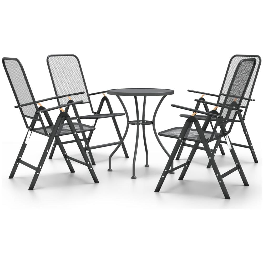 Set Da Pranzo Per Giardino 5pz Rete Metallica Espansa Antracite - Foto 1
