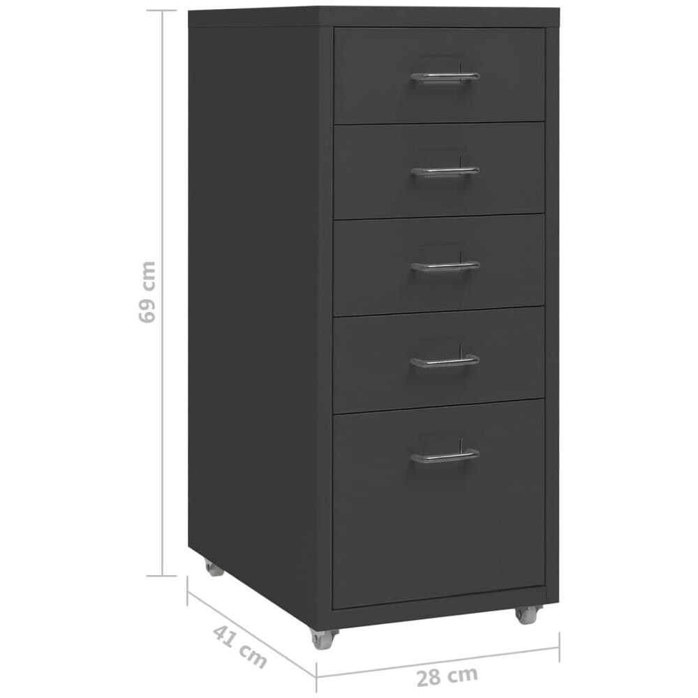 Schedario Mobile Antracite 28x41x69 cm in Metallo - Foto 11