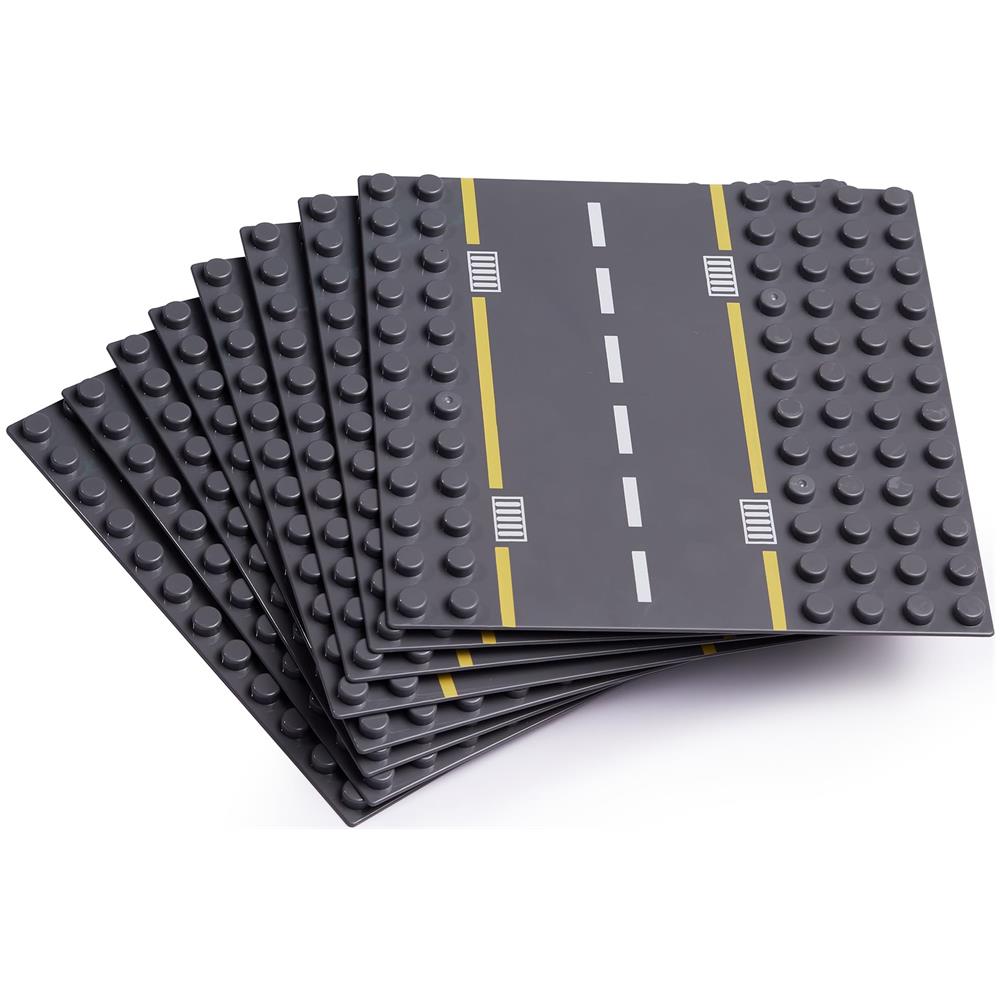Piastre Base Stradali Di Grandi Dimensioni Compatibili Con Tutte Le Principali Marche - Piastre Stradali Dritte E Curve Da 8 Pezzi Per Blocchi Da Costruzione - Piastre Base Stradali 75 X 75 Pollici, Apprendimento Stem - Foto 2