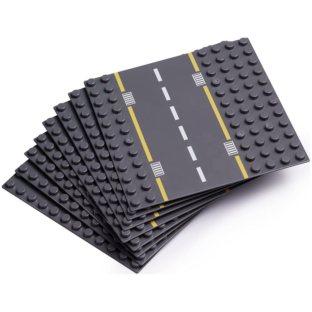 Piastre Base Stradali Di Grandi Dimensioni Compatibili Con Tutte Le Principali Marche - Piastre Stradali Dritte E Curve Da 8 Pezzi Per Blocchi Da Costruzione - Piastre Base Stradali 75 X 75 Pollici, Apprendimento Stem - Foto 1