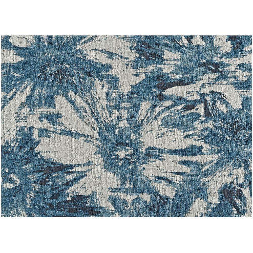 Tappeto Salotto Velour Antiscivolo Dis Fior Di Loto Colore Jeans Suardi 85x150 Jeans - Foto 2