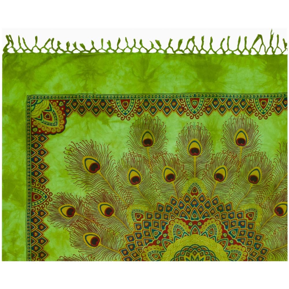 Telo Mare Spiaggia Grande Antisabbia Parasole Modello Batik Piuma Piuma Verde - Foto 1