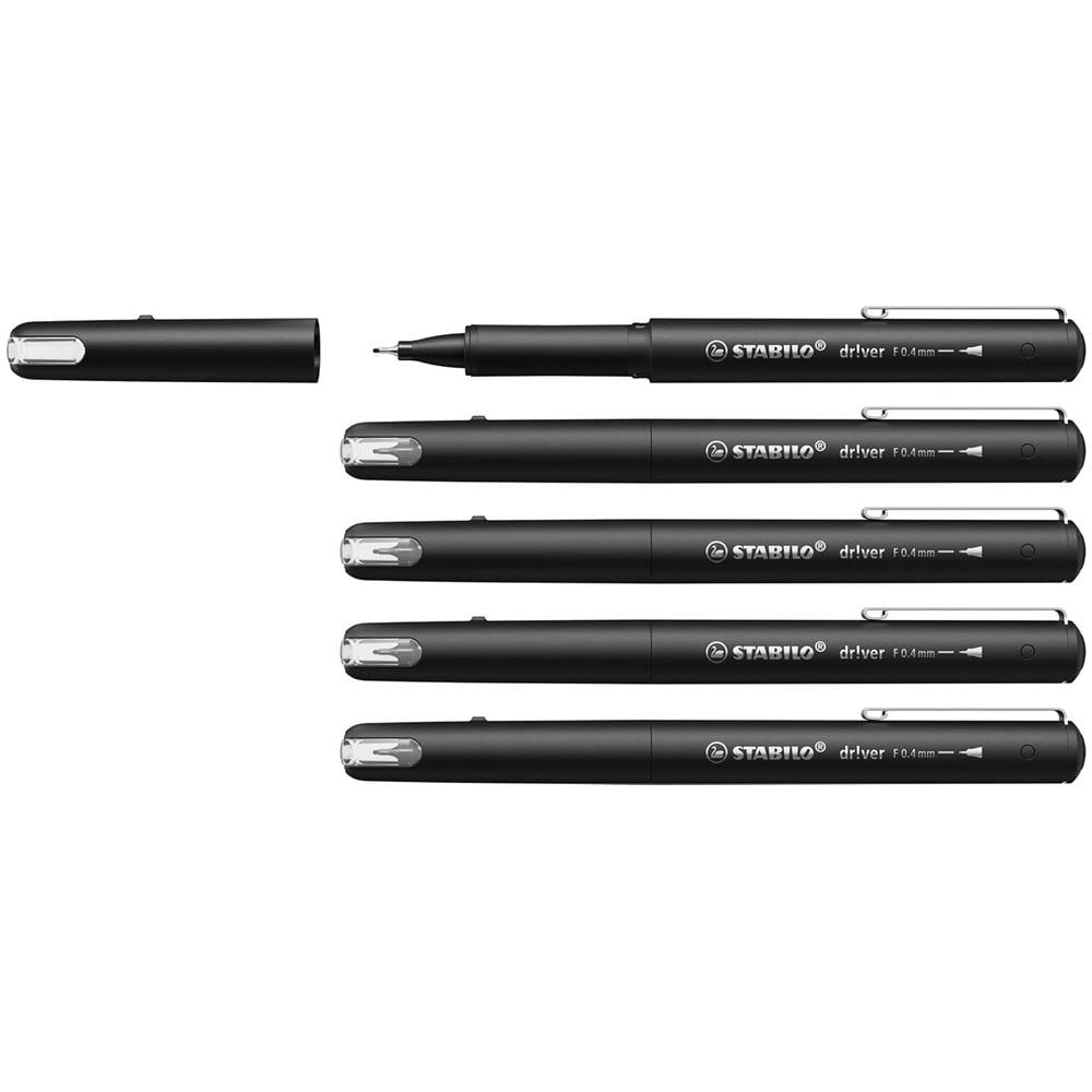 dr!ver - Fineliner Premium - Tratto Fine (0,4 mm) - Confezione da 5 - Nero - Foto 1