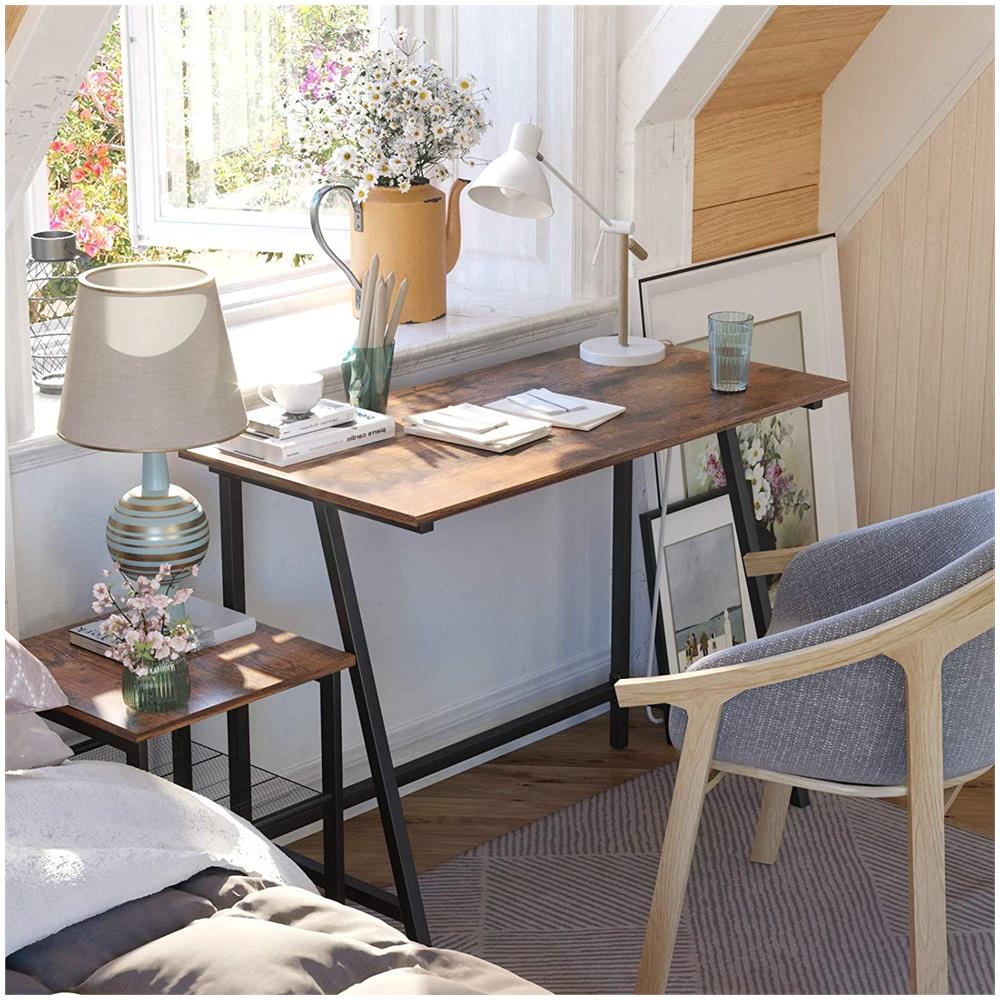 SCRIVANIA PER COMPUTER Valora in stile rustico con struttura in metallo per ufficio domestico - Foto 2