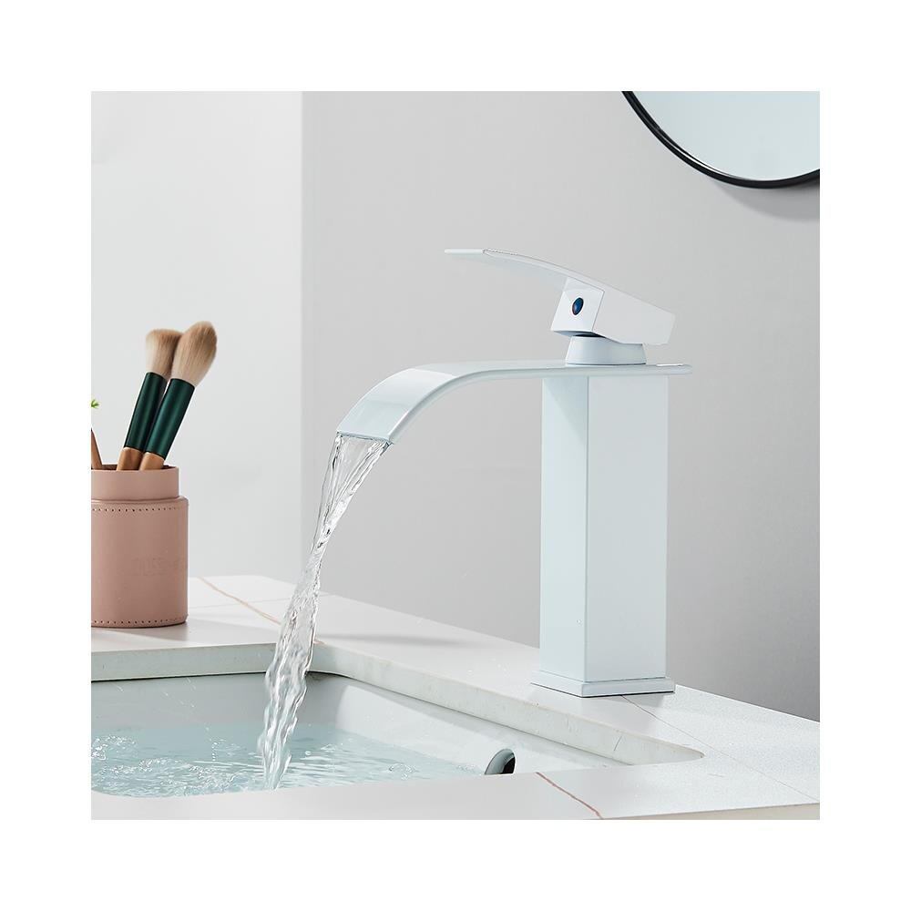 Rubinetto per lavabo da bagno, Blackswan, tipo M298, modello a cascata bianco, misura 19,3 cm - Foto 4