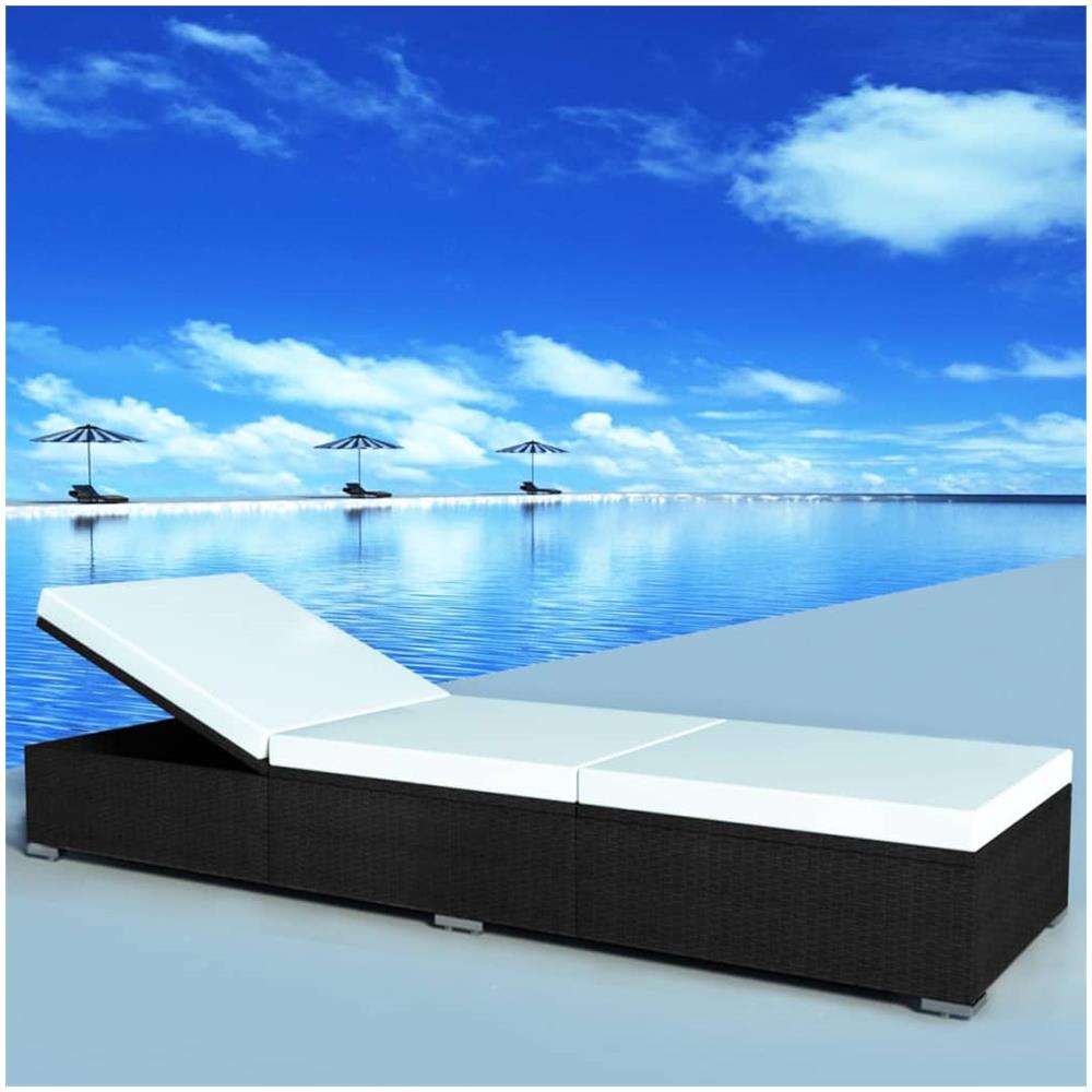 Lettini Prendisole Con Cuscini 2 Pz In Polyrattan Nero - Foto 2