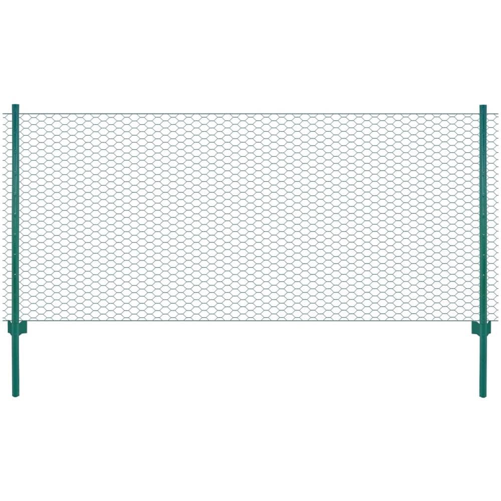 Rete Per Recinzione Con Pali In Acciaio 25x1 M Verde - Foto 1
