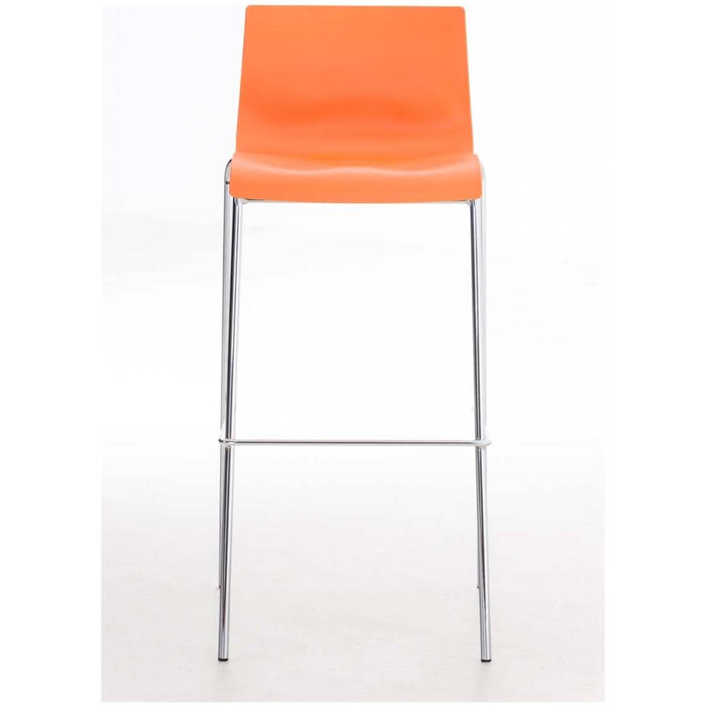 Sgabello Bar Hoover in Polipropilene I Sgabello Alto Design 4 Gambe in Metallo | Sedia Sgabello Impilabile con Schienale I Sgabello Bancone H 76 CM Arancione Base Cromata - Foto 2