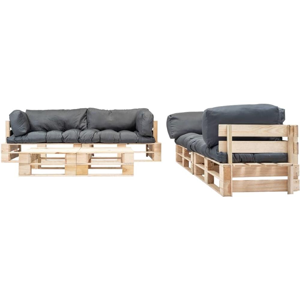 Set Divani Da Giardino Pallet 6pz Con Cuscini Grigi Legno Fsc - Foto 2