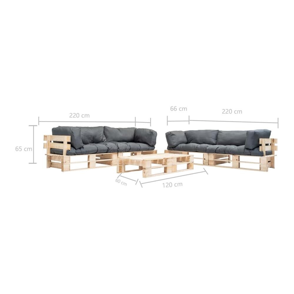Set Divani Da Giardino Pallet 6pz Con Cuscini Grigi Legno Fsc - Foto 5