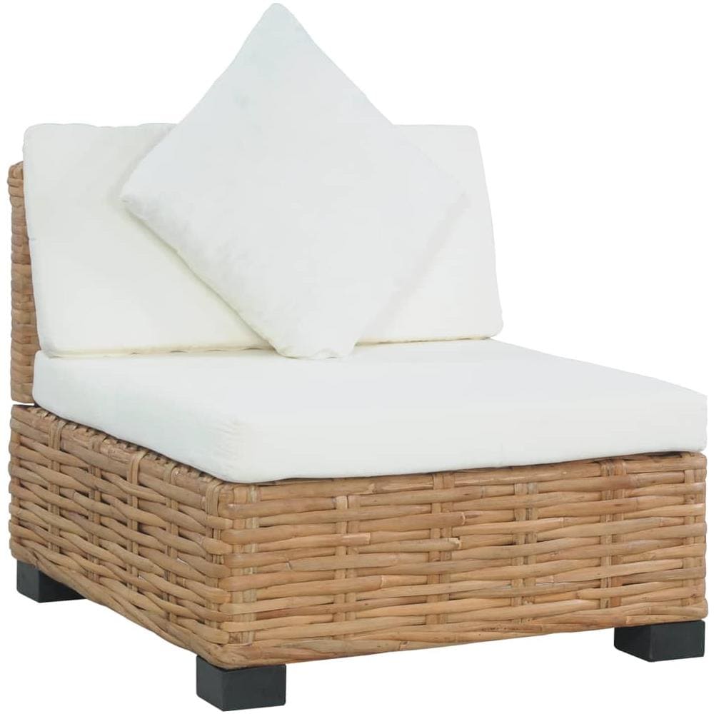 Divano Senza Braccioli con Cuscini in Rattan Naturale 66 x 69 x 62 cm - Foto 1