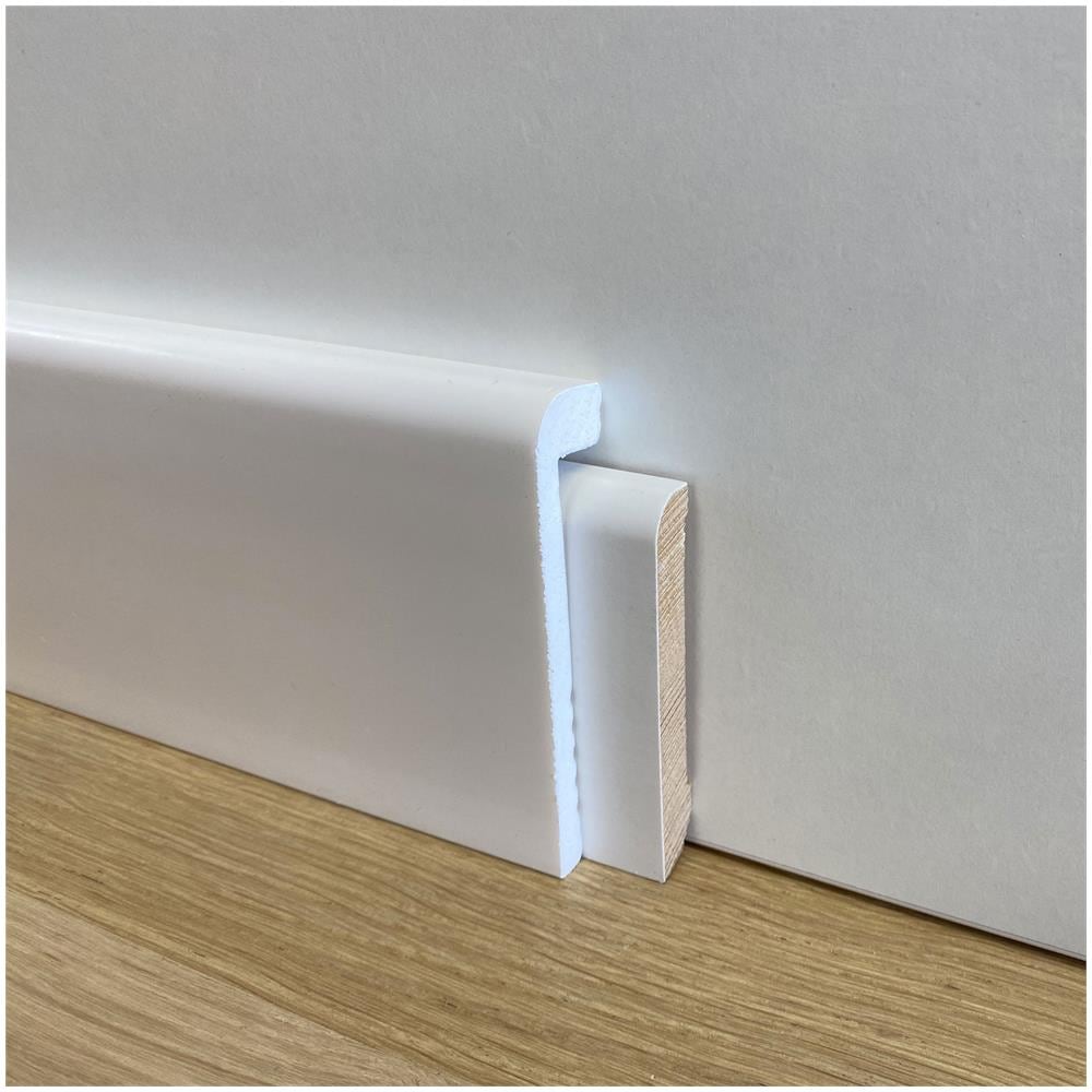 Battiscopa Coprimarmo copribattiscopa in Duropolimero Polistrutturato 100x25 effetto legno o bianco - grigio crema - Foto 2