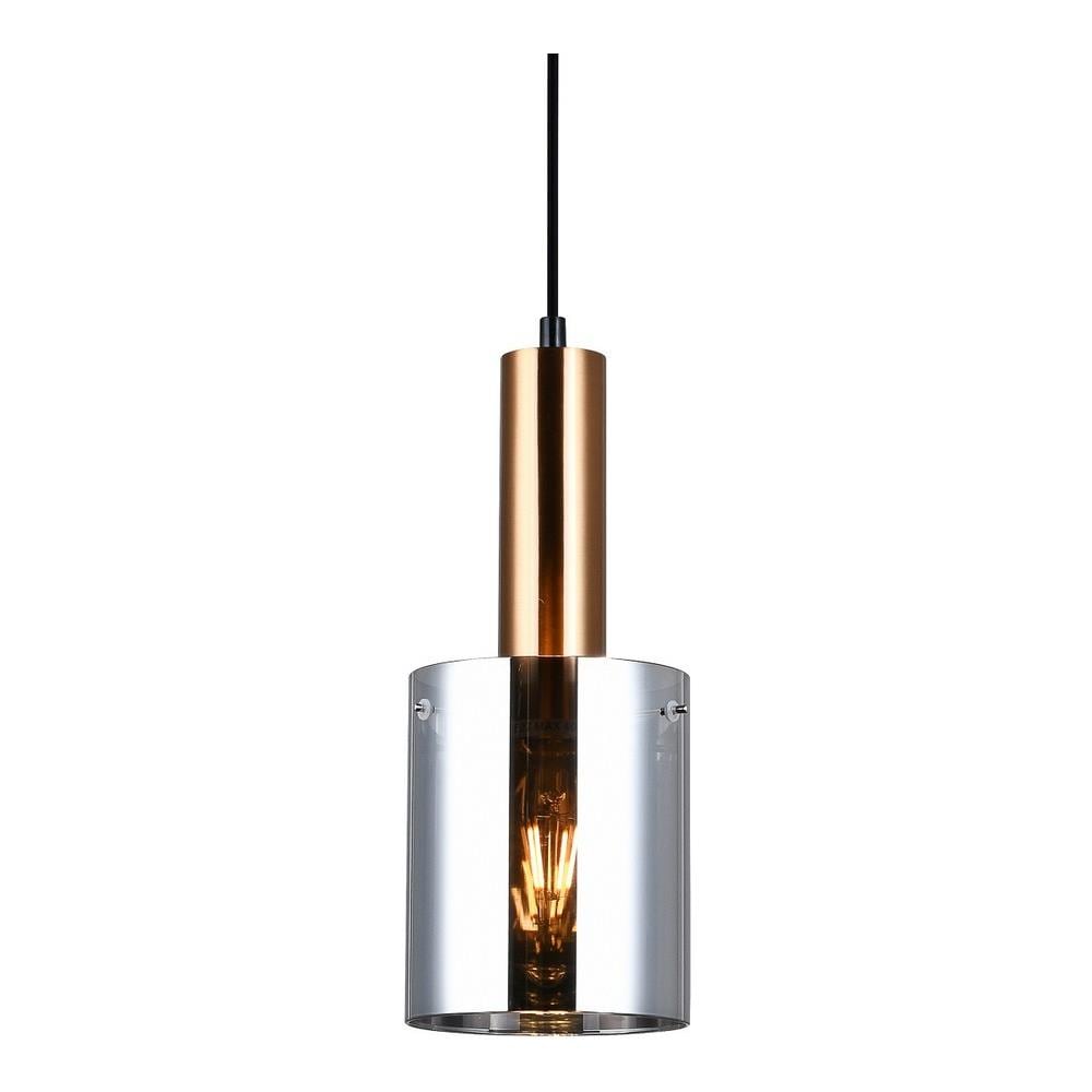 Sospensione Moderna Sospesa Ottone 1 Luce Con Vetro, Paralume Fumè, E27 - Foto 1