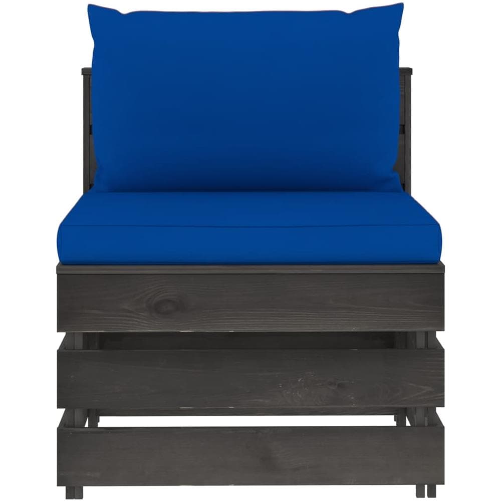 Divano Centrale Modulare con Cuscini in Legno Impregnato Grigio - Foto 2