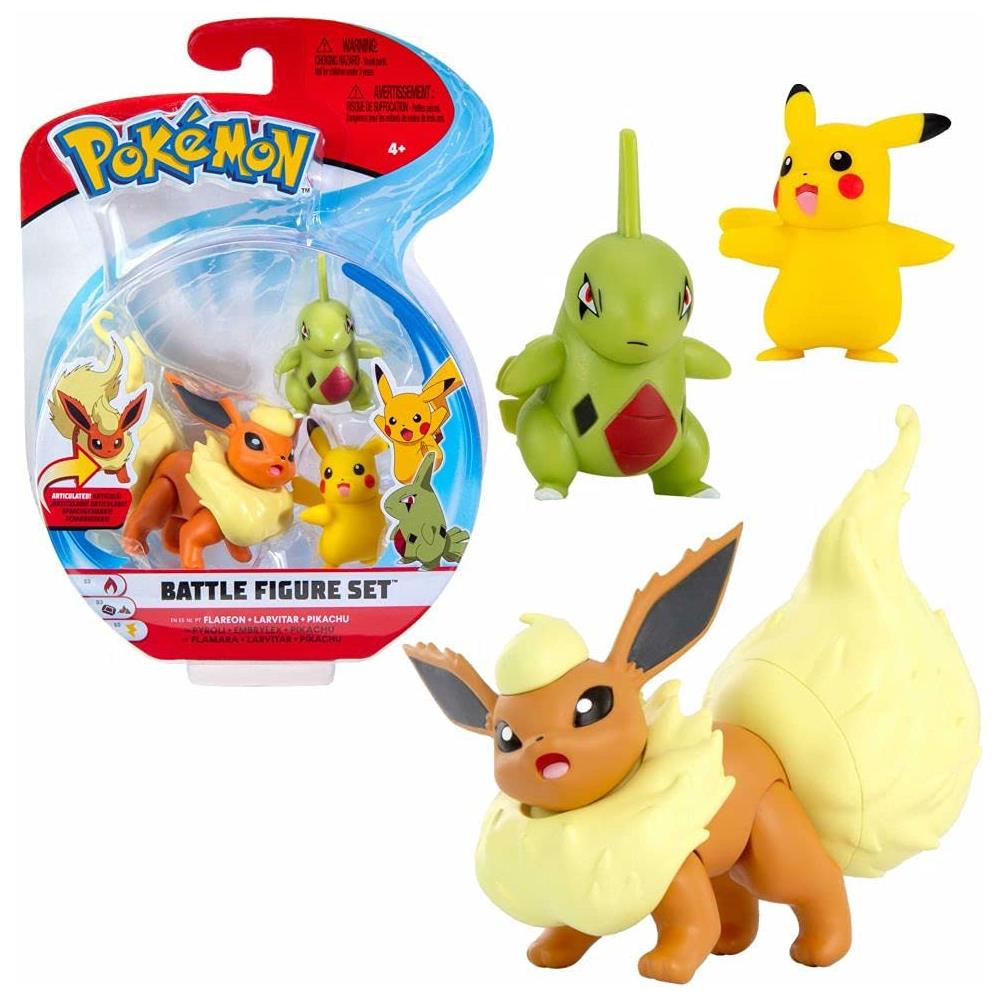 Pokémon Battle Mini Figures 3-packs 5-8 Cm Wave 9 Flareon, Larvitar & Pikachu - Foto 1
