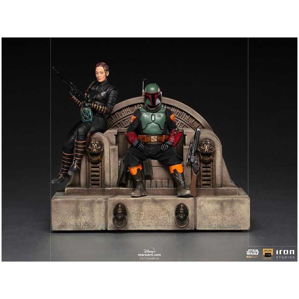 Statua Deluxe In Scala 1/10 Di Boba Fett E Fennec Shand Su Trono - The Mandalorian - Iron Studios - Foto 2