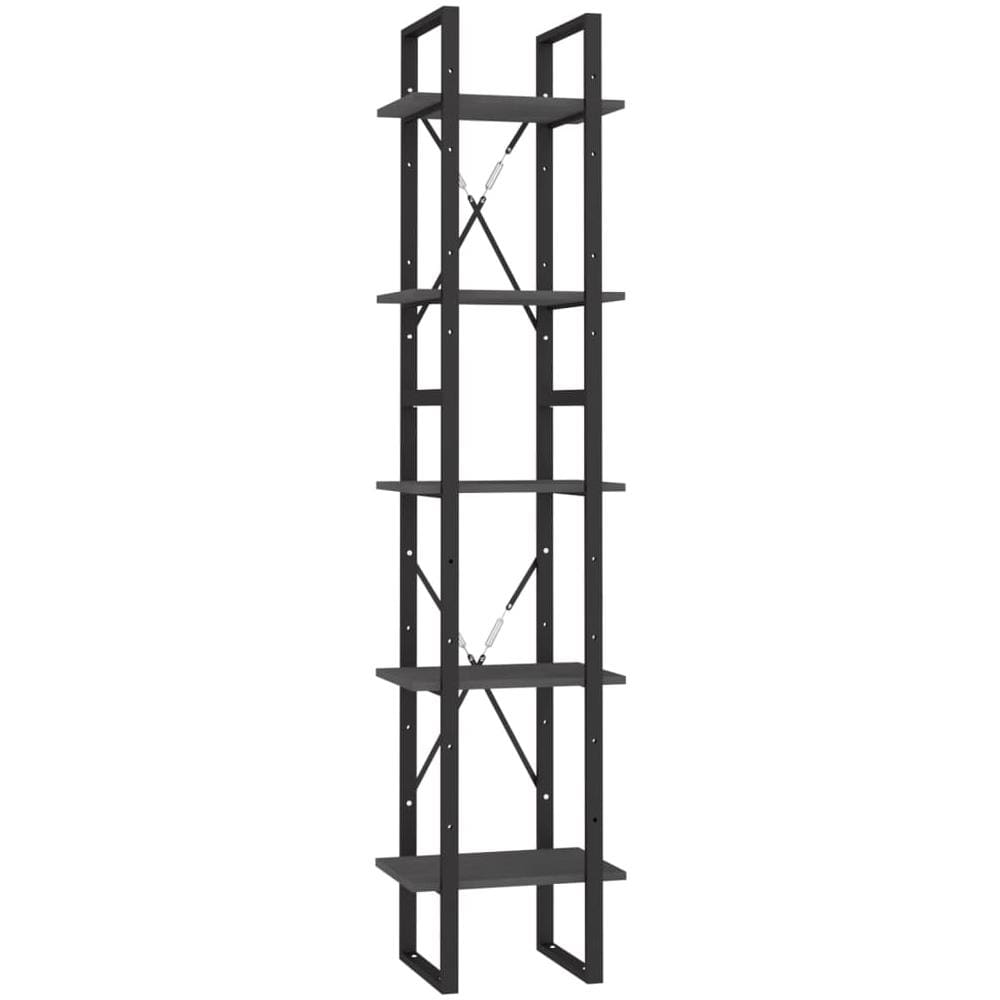 Libreria A 5 Ripiani Grigia 40x30x175 Cm In Legno Di Pino - Foto 1
