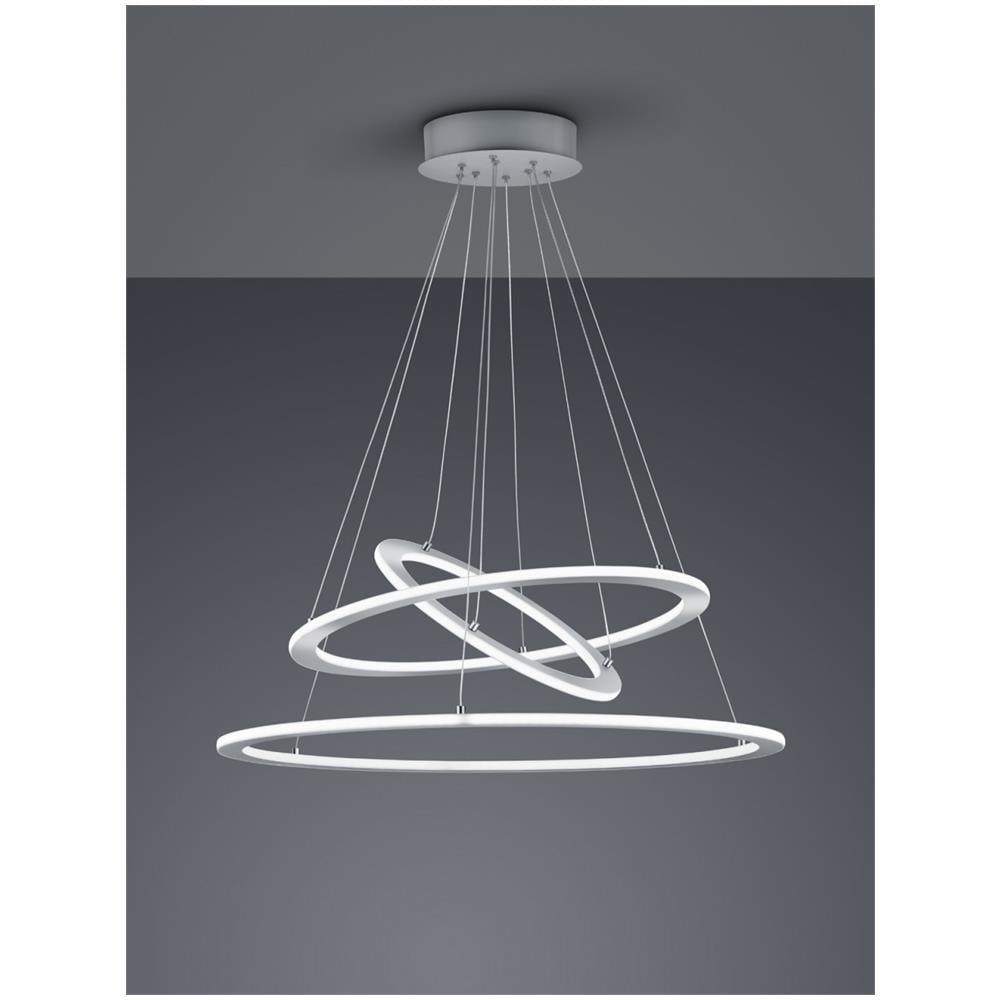 Durban Sospensione Led Triplo Anello Acciaio Satinato Intensita' Regolabile A Scatto D. 80cm - Foto 1