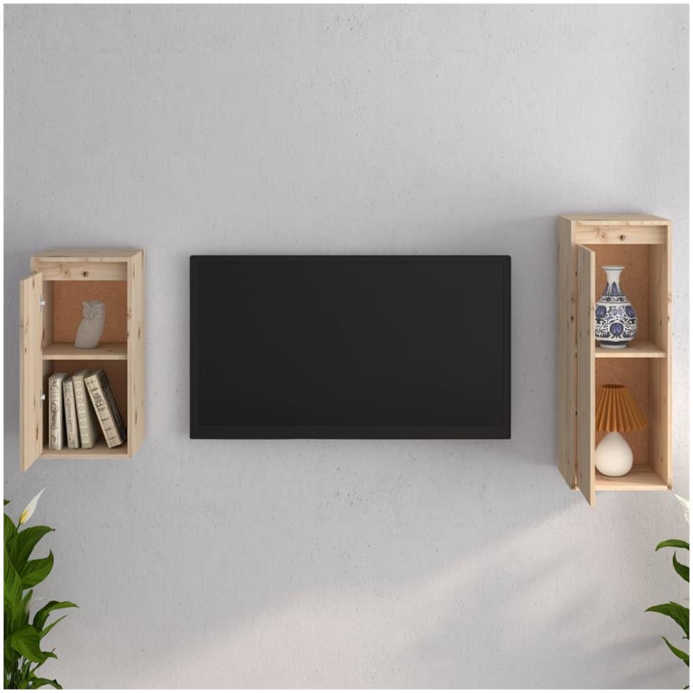 Mobili Porta Tv 2 Pz In Legno Massello Di Pino - Foto 3