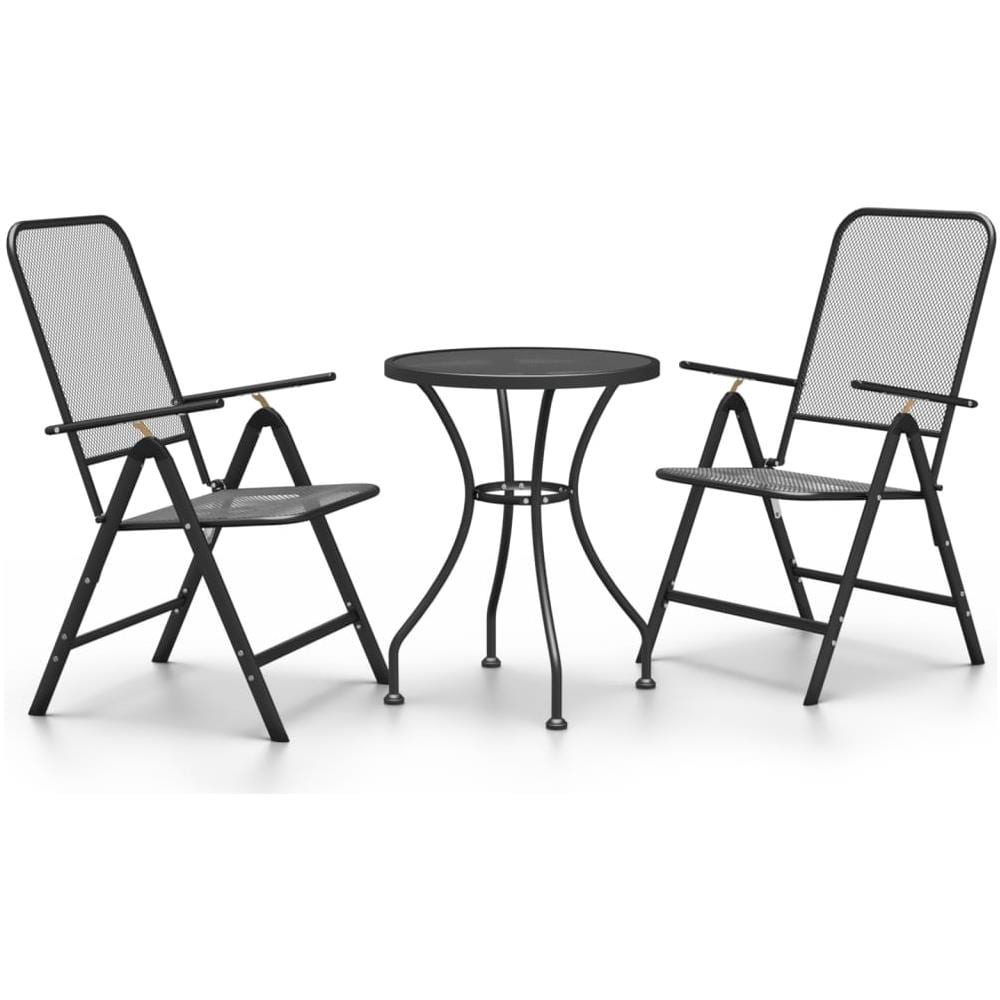 Set Da Pranzo Per Giardino 3pz Rete Metallica Espansa Antracite - Foto 1