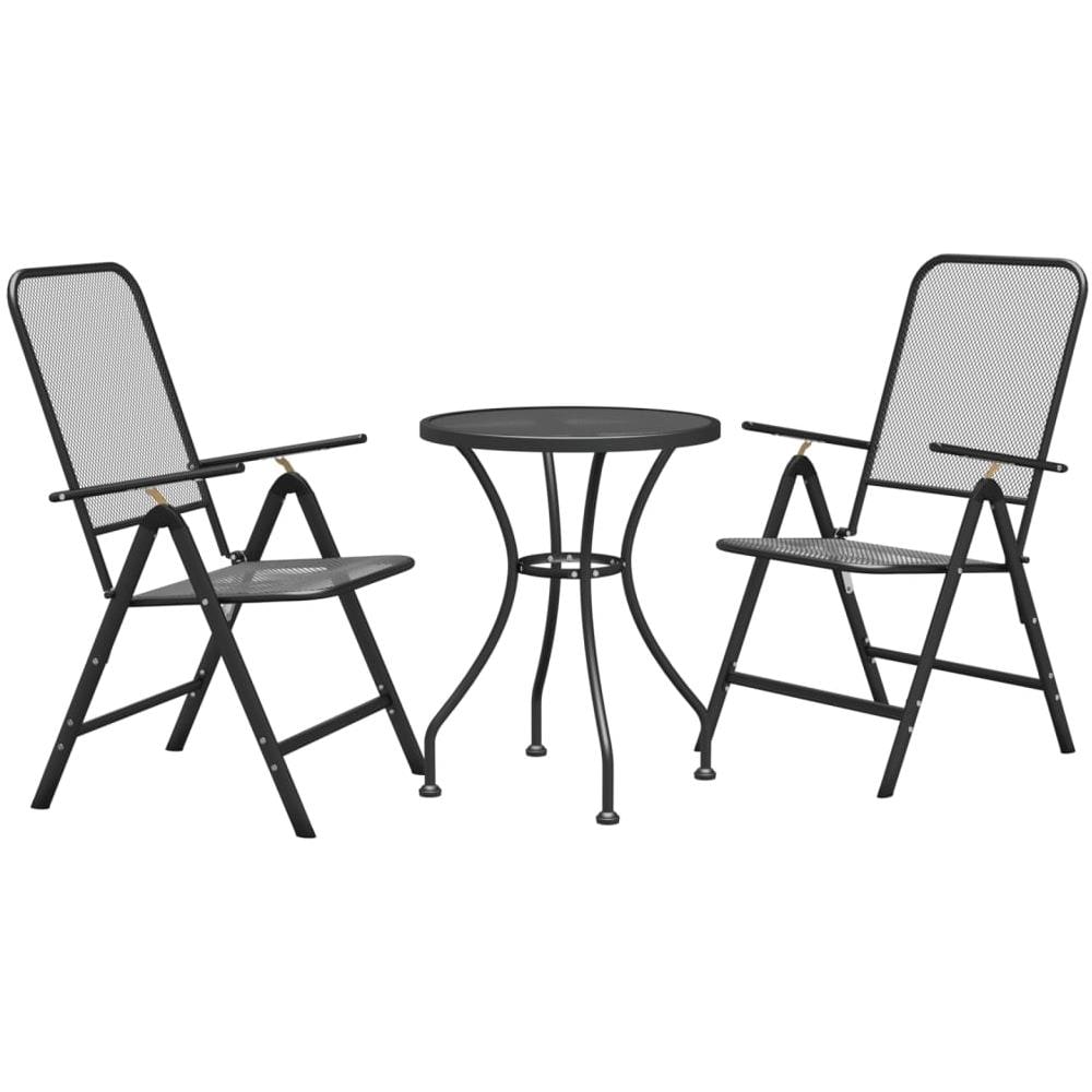 Set Da Pranzo Per Giardino 3pz Rete Metallica Espansa Antracite - Foto 2