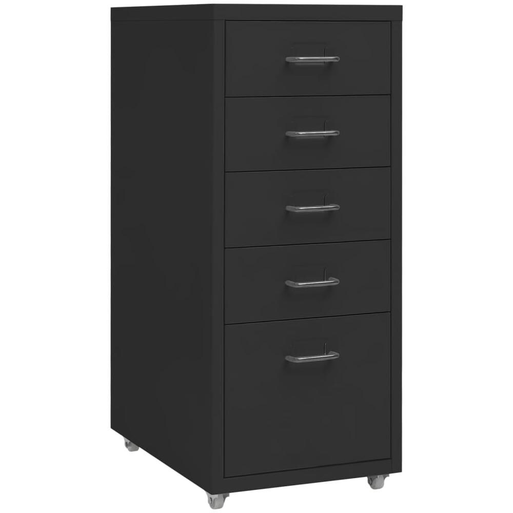 Schedario Mobile Nero 28x41x69 Cm In Metallo - Foto 1