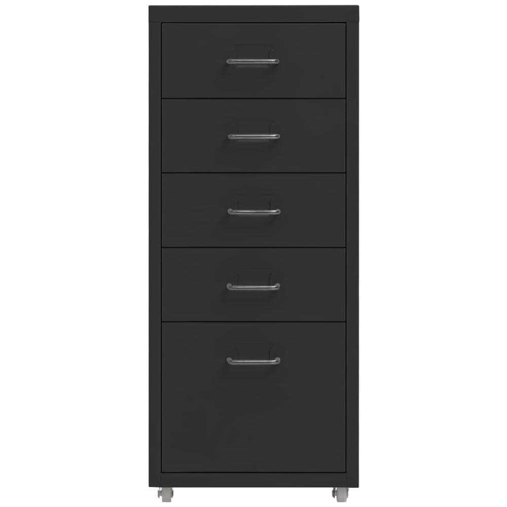 Schedario Mobile Nero 28x41x69 Cm In Metallo - Foto 2