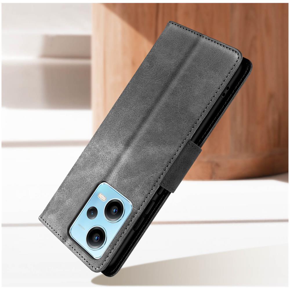 Custodia Portafoglio Grigia Per Xiaomi Redmi Note 12 Similpelle, Supporto Video - Foto 2
