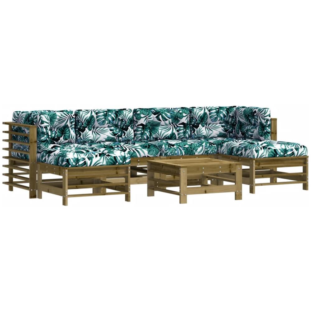Set Divani Da Giardino 7pz Con Cuscini Legno Impregnato Di Pino - Foto 2