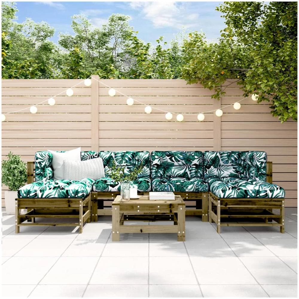 Set Divani Da Giardino 7pz Con Cuscini Legno Impregnato Di Pino - Foto 1