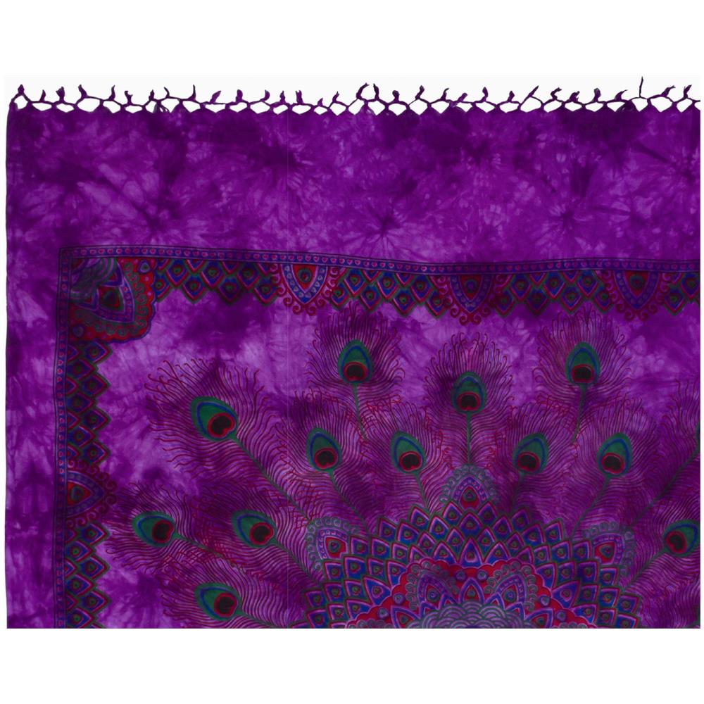 Telo Mare Spiaggia Grande Antisabbia Parasole Modello Batik Piuma Piuma Viola - Foto 1