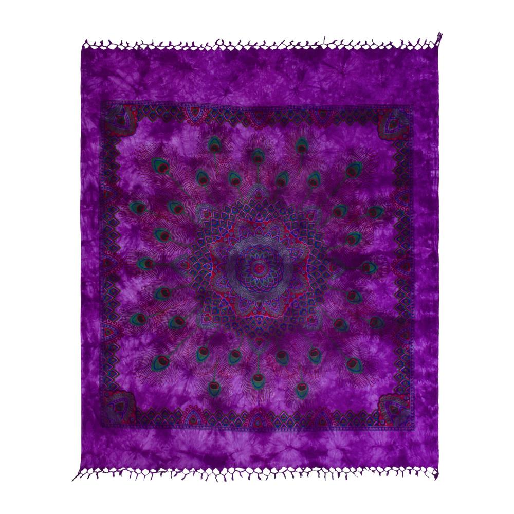 Telo Mare Spiaggia Grande Antisabbia Parasole Modello Batik Piuma Piuma Viola - Foto 5