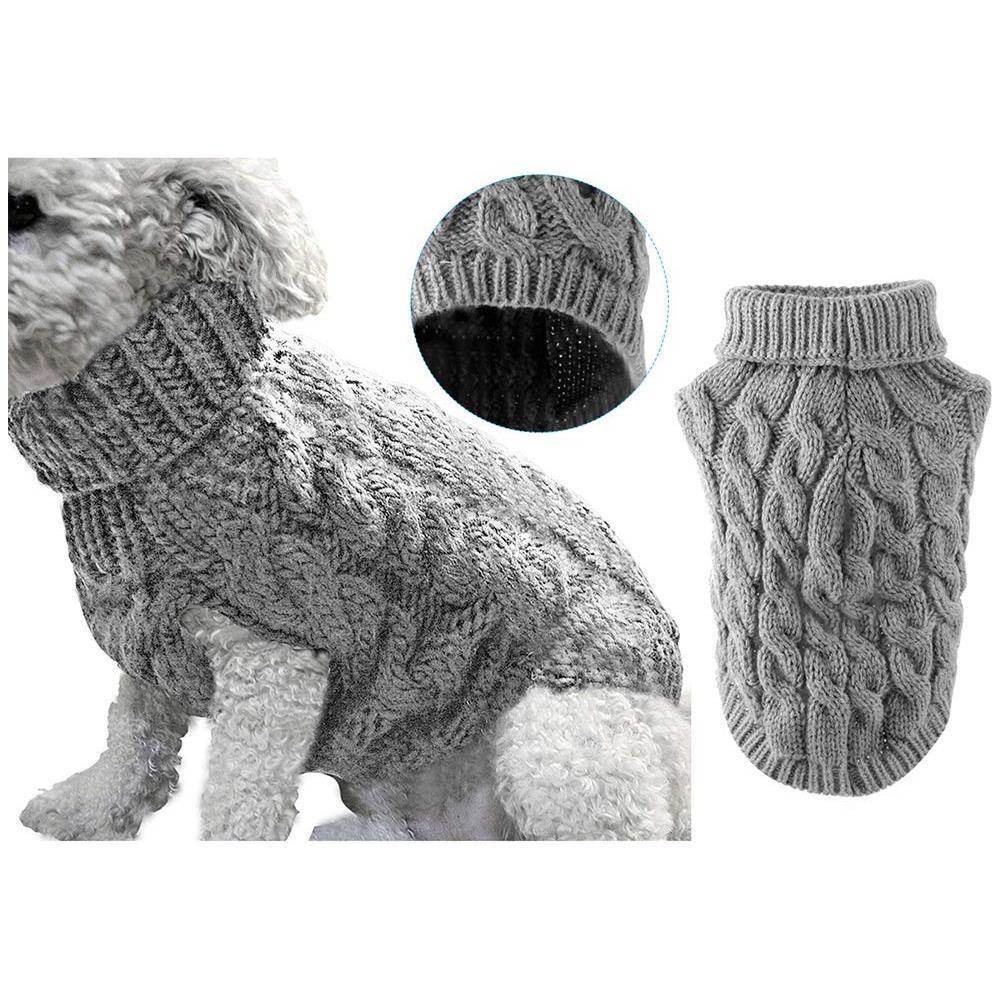 Dolcevita Per Cani Da Compagnia Cappotto Maglione Lavorato A Maglia Scaldino Invernale Pullover Ispessente Maglieria Cappotto All'uncinetto Vestiti Per Cani Di Taglia Piccola, Media E Grande, Cucciolo Di Gatto (l, Grigio) - Foto 1